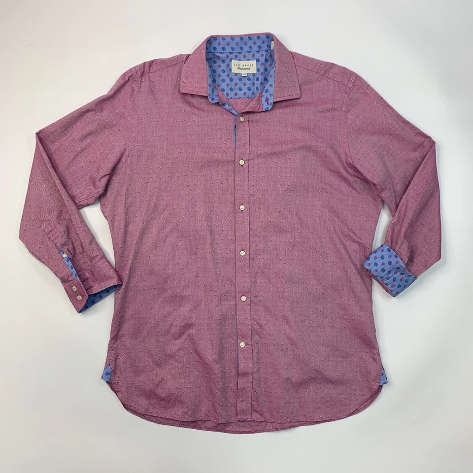 Camisa de vestir Ted Baker para hombre 16,5 rosa cerise resistencia manga larga puño abatible Foto 2 de 4