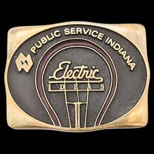 Public Service Indiana Electric Ideas Utility Solid Brass Vintage Belt Buckle