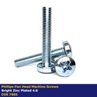 M4 x 16mm PHILLIPS PAN HEAD MACHINE SCREWS BRIGHT ZINC PLATED 4.8 - DIN 7985