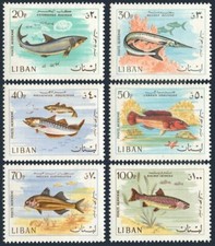 Lebanon C534-C539, MNH. Michel 1027-1032. Fish 1968. Basking Shark.