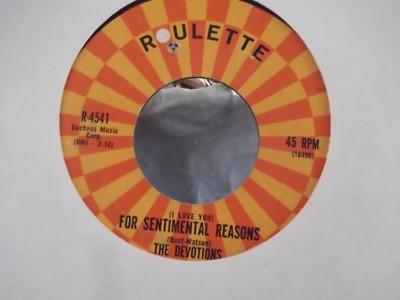 45M THE DEVOTIONS RIP VAN WINKLE /FOR SENTIMENTAL REASONS ON ROULETTE RECORDS