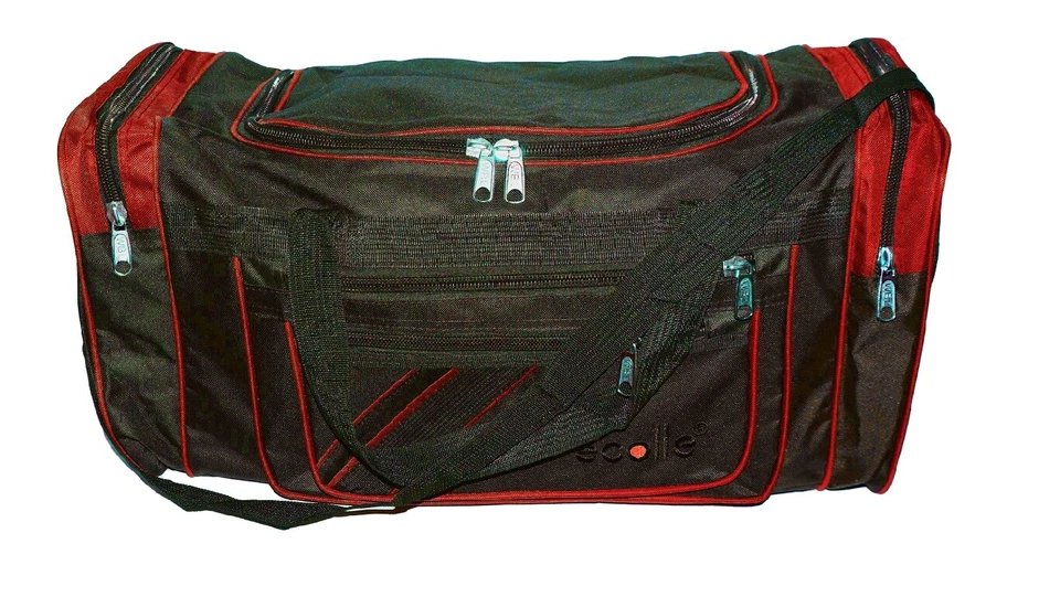 ECOLLE XXL Reisetasche Sporttasche Trainingstasche Gym Bag schwarz-rot 75x30x28cm