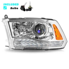 For 2013-2018 Dodge Ram 1500 2500 3500 Chrome Amber Headlight Assembly Left Side