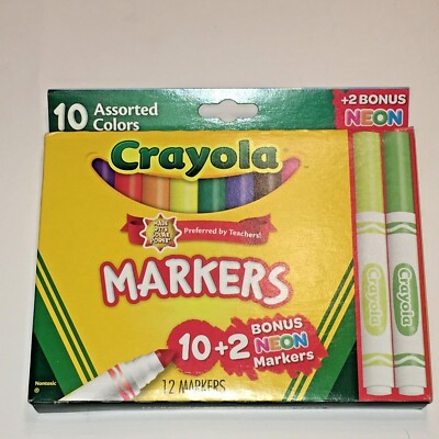 Crayola Markers 12 Count Bonus Pack with Neon Colors 58-7750 NEW