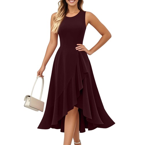 Women's Cocktail Party Formal Wedding Guest Ruffles Dresses, Prom Evening Dress - Picture 53 of 60