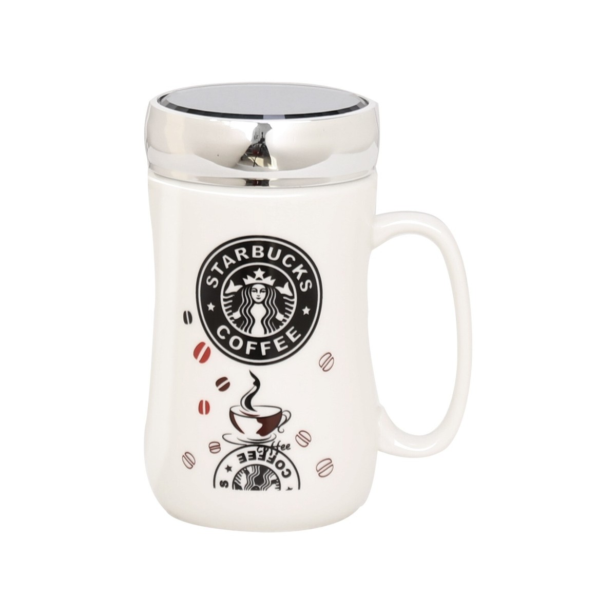 SET OF STARBUCKS TRAVEL MUG CERAMIC COFFEE TEA CUP LID WORK HOT COLD  DRINKS UK