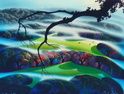 Eyvind Earle MYSTICAL Fog Enshrouded Nature Hand signed Serigraph