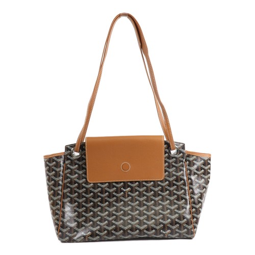 GOYARD SHW Rouette PM Shoulder Bag Coated Canvas Black Tan Brown