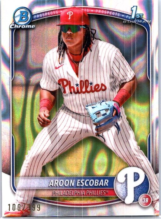 2025 Bowman #BCP-65 Aroon Escobar Chrome Prospects Lava Refractor #/399
