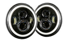 Black 7" LED Halo Headlights Hi/Lo DRL Turn Signal for Jeep Wrangler JK TJ LJ CJ