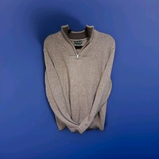 Eddie Bauer Men's XL Sweater Brown 1/4 Zip Pullover 100 Cotton