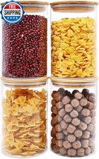 32Oz Glass Food Storage Jars Glass Jars with Bamboo Lids Kitchen Storage...