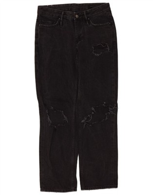 All Saints Damen Alana Distressed Straight Jeans W26 L28 Schwarz Baumwolle CU05