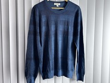 BurberryBurberry Navy Blue Elmshurst Check Silk Knit Crewneck Sweater XL 695