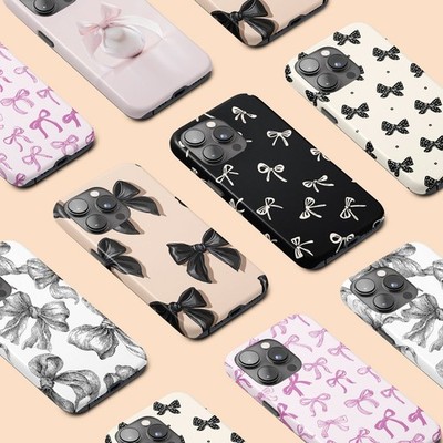 Personalisierte Handyhülle für iPhone 17 16 15 14 13 Pro Max Girly Band Schleife