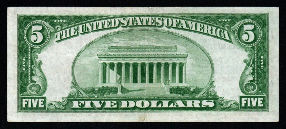 1929 $5 CHICAGO Beautiful CRISP AU Federal Reserve Bank Note! - Image 2 of 2