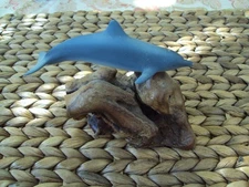 Vintage John Perry Dolphin Sculpture on Burlwood Figures Nautical Statue