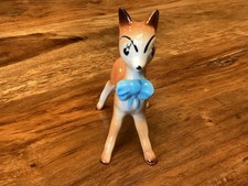 BABYCHAM Vintage Ceramic  Bambi Fawn Deer Blue Bow Figure Hand Painted ORIGINAL