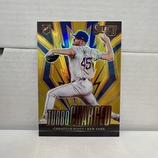 2024 Panini Select Christian Scott (RC) Turbo Charged - Gold Prizm #/10 #13 Mets