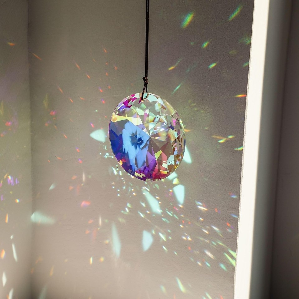 Reflective Making Machine Crystal Prism Suncatcher, YU FENG 3 Inch Round AB Color Rainbow Maker ...