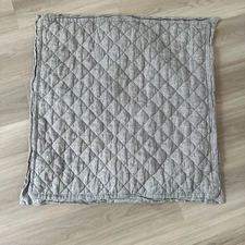 Pottery Barn Gray Flax Linen Quilted European Sham Euro 