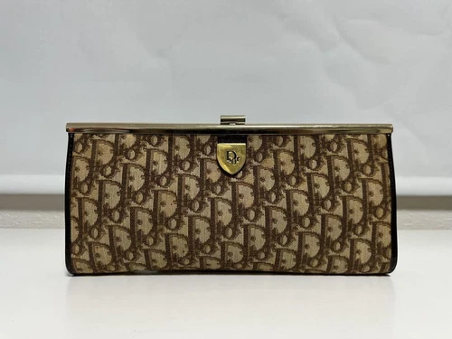 Sac pochette Christian Dior trotteur marron logo doré taille : L11 x H5,5 po Vintage