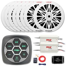 Metra Bluetooth Boat and Controller, 8x 8" Speakers, 2x Amplifier, Splitter, Kit