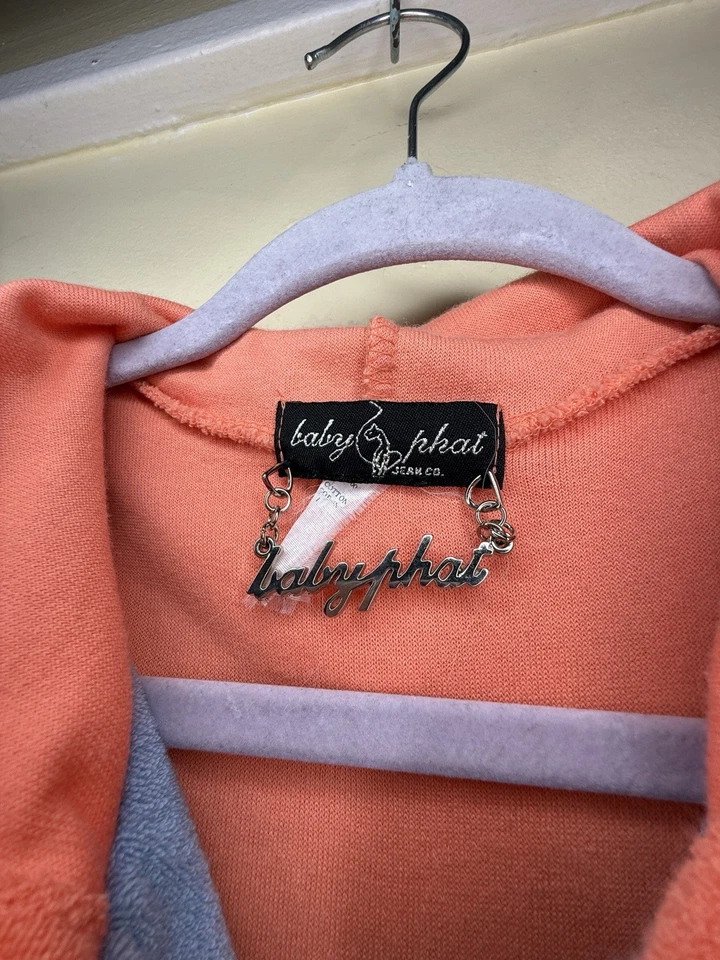 Mono Mameluco Y2K Baby Phat Naranja Azul Terry Talla Pequeña Ropa de Calle Raro Foto 4 de 4