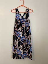 Gap Dress Womens Size Large Tank Sleeveless Dressy Blue Pink Flowers #141