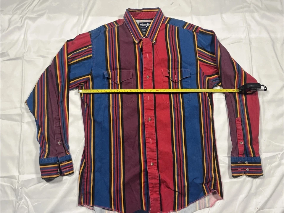 Vintage Wrangler Brushpopper 90s Cowboy Rodeo Western Striped Large XLong Tails - Image 4 of 4