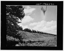 World War II Military Trucks Convoy on Hill 1940s Black and White Photo