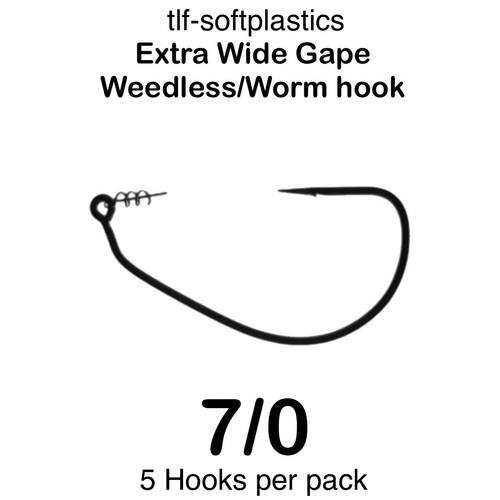 3/0, 4/0, 5/0, 6/0, 7/0 EXTRA WIDE GAPE WEEDLESS WORM HOOK owner beast style - Picture 6 of 6