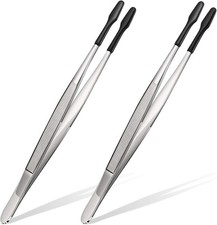 oson 2 Pieces Rubber Tipped Tweezers PVC Rubber Coated Soft Non Marring
