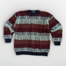 Vintage Claybrooke Outdoors Sweater Men’s XL Striped Knit USA Made 100% Cotton