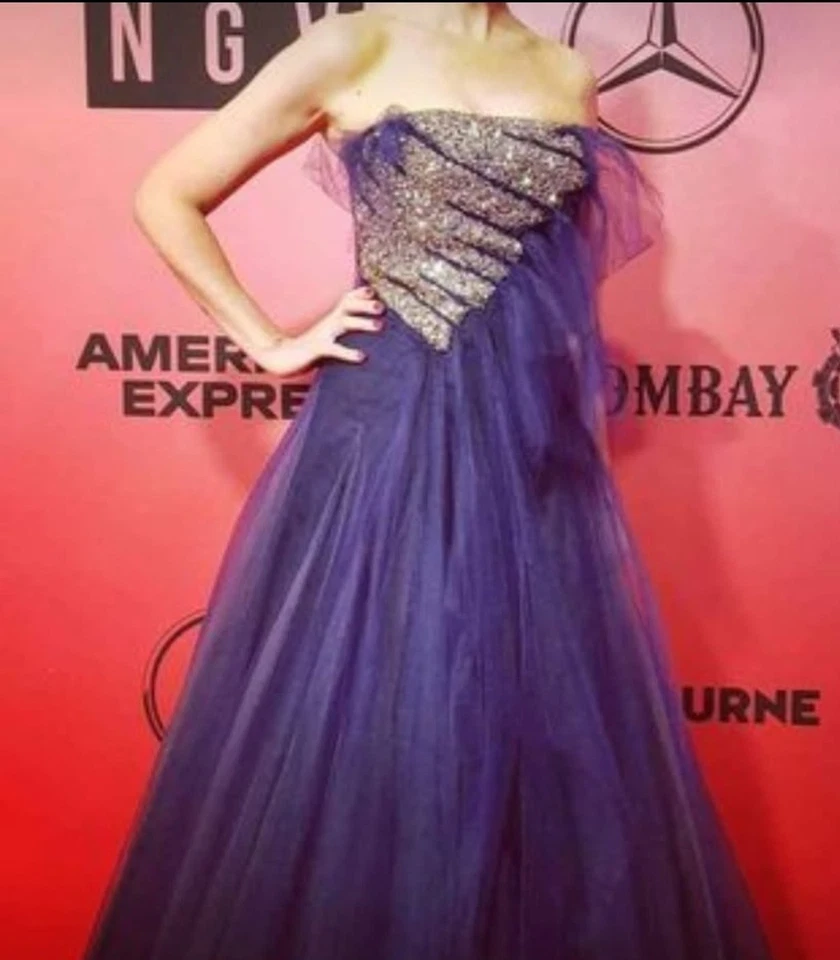 Oscar de la Renta Blue Tulle Gown Size 8 - Image 3 of 4