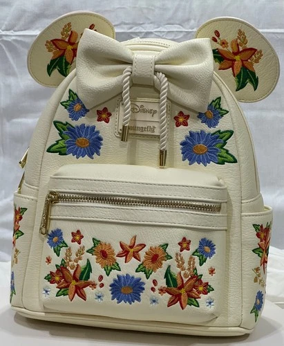 Loungefly Disney Minnie Mouse Embroidered Floral Bow Mini Backpack