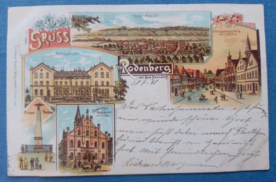 Litho-AK Rodenberg bei Bad Nenndorf Kriegerdenkmal, Restauration.. gel. 1898 RAR