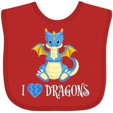 Inktastic I Love Dragons With Cute Blue Dragon Baby Bib Scales Fun Fantasy Magic
