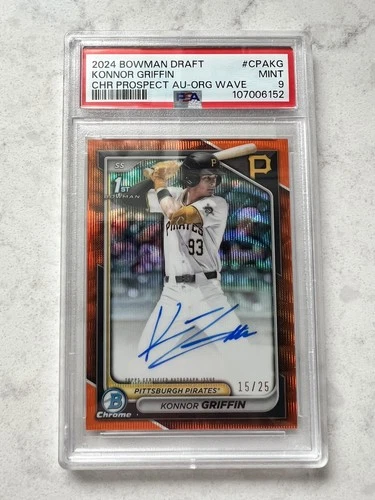 2024 Bowman Draft Chrome 1st Konnor Griffin Auto Orange Wave  /25 PSA 9