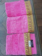 SET ASCIUGAMANI VERSACE HOME 3 VISO ROSA BAROCCO CORPO BAGNO  
