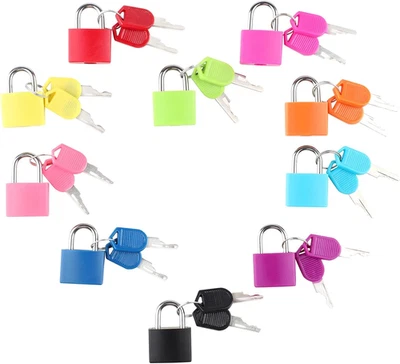 GKD 10Pcs Suitcase Locks with Keys,Small Luggage Padlocks,Multicolor Metal Padlocks