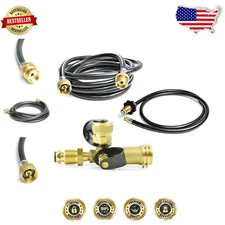Propane Brass Tee Adapter Kit 4-Port 5/12ft Hose RV Motorhome Camping High Value