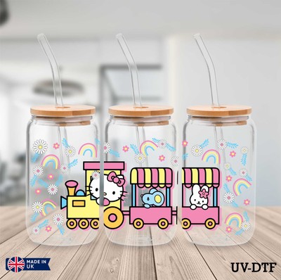 Kitty UV DTF Aufkleber - 16 Unzen Libbey Dose Glasfolie YN973