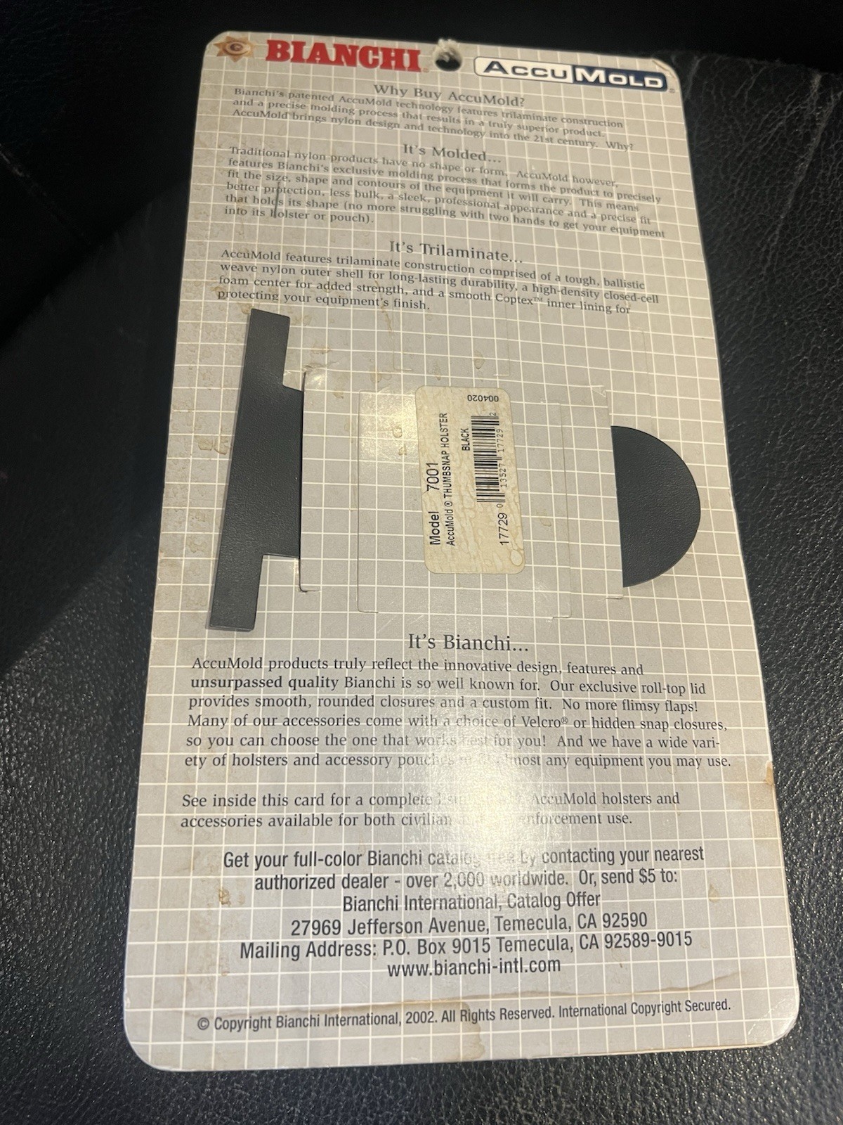 Bianchi AccuMold Thumbsnap Holster Size 8 Medium Auto 3” Right Hand Black 17729