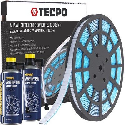 TECPO AUSWUCHT GEWICHTE ALU-FELGEN 1200x5g RIEGEL +2x MANNOL REIFEN DOKTOR SPRAY