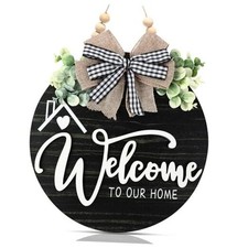 12 Inch 3D Welcome Sign for Front Door- Farmhouse Welcome Door Sign for black