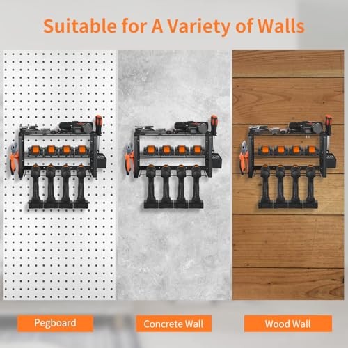 Power Tool Organizer, Drill Holder Wall Mount Garage Tool 3 Layers Black - Picture 6 of 7
