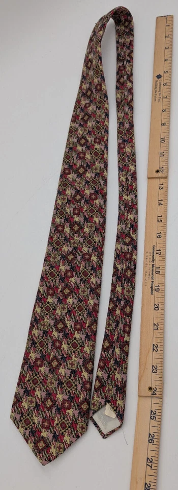 Corbata de hombre vintage años 60 70 roja azul verde estampado Don Loper Qiana Foto 4 de 4
