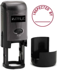 Inspected by Round Self-Inking Stock Rubber Stamp (3/4" Diameter) - Red Ink