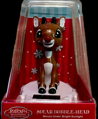 Rudolph the Red Nosed Reindeer Christmas Solar Bobble Head NEW | eBay
